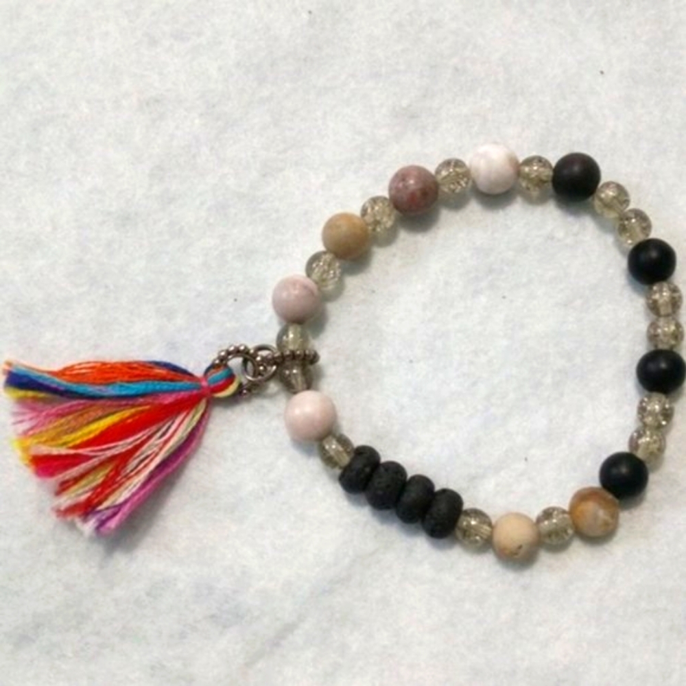 Hand Crafted Aromatherapy Lava Bead Bracelet Stretch Beaded Essential Oil Stone